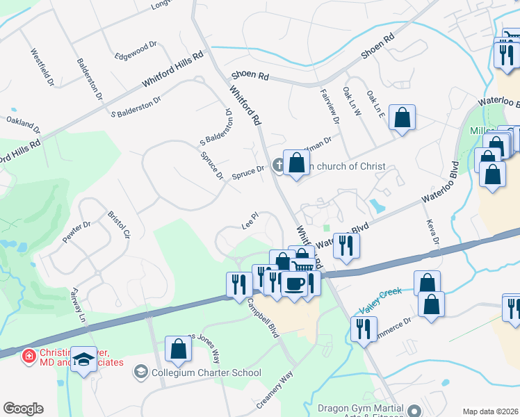 map of restaurants, bars, coffee shops, grocery stores, and more near 434 Lee Place in Exton
