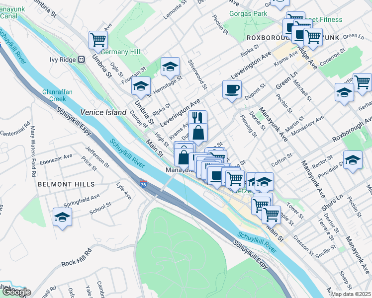 map of restaurants, bars, coffee shops, grocery stores, and more near in Philadelphia