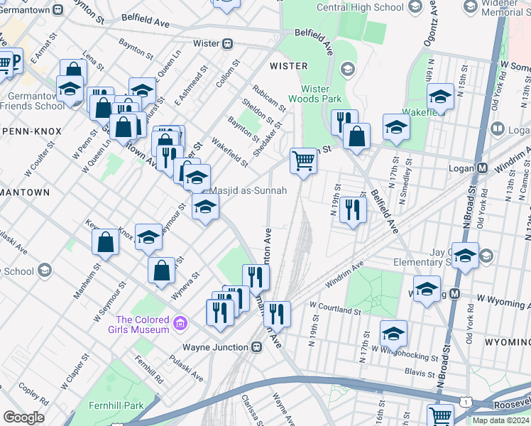 map of restaurants, bars, coffee shops, grocery stores, and more near 4826 Stenton Avenue in Philadelphia