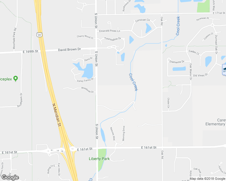 map of restaurants, bars, coffee shops, grocery stores, and more near 16501 Westfield Boulevard in Westfield