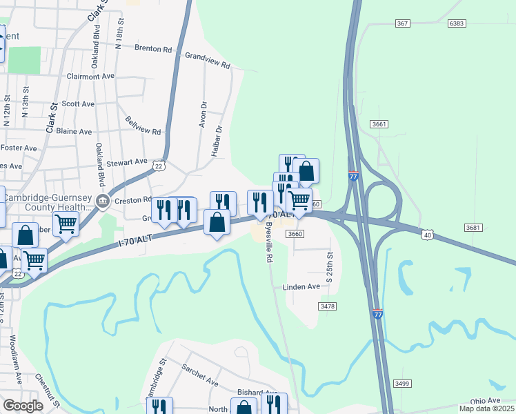 map of restaurants, bars, coffee shops, grocery stores, and more near 2109 Greenwood Avenue in Cambridge