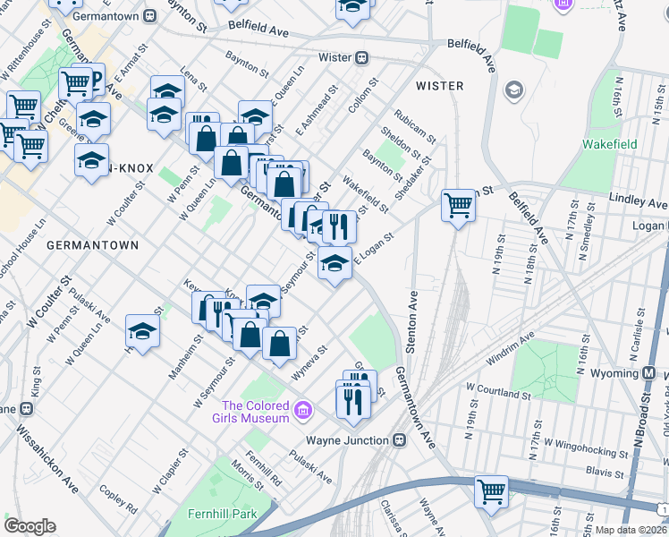 map of restaurants, bars, coffee shops, grocery stores, and more near in Philadelphia