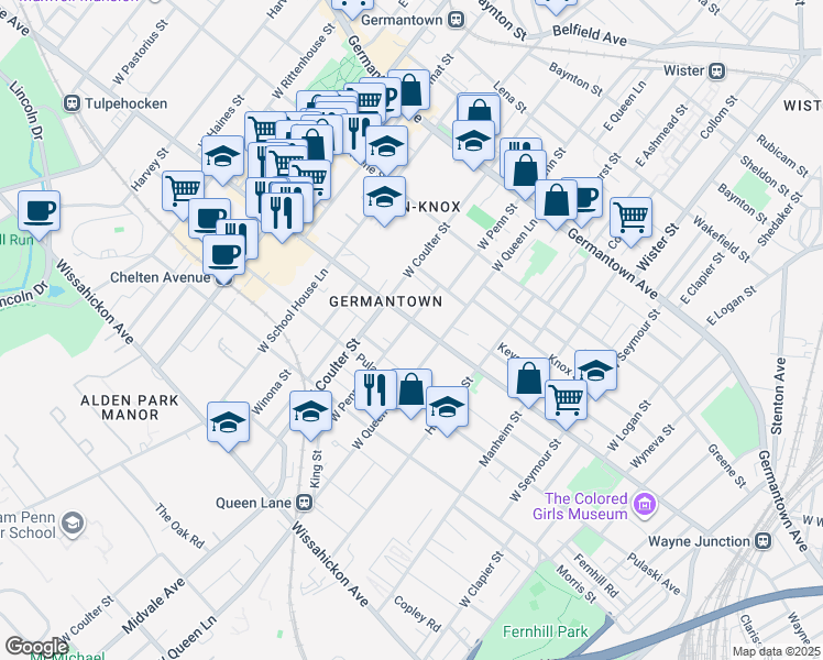 map of restaurants, bars, coffee shops, grocery stores, and more near in Philadelphia
