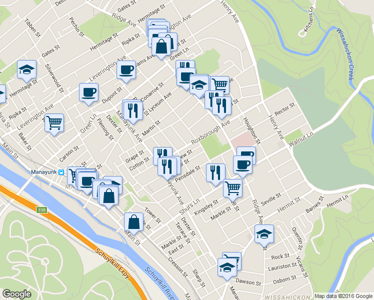 map of restaurants, bars, coffee shops, grocery stores, and more near 4314 Freeland Avenue in Philadelphia