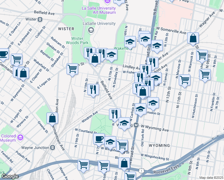 map of restaurants, bars, coffee shops, grocery stores, and more near 4906 North Smedley Street in Philadelphia