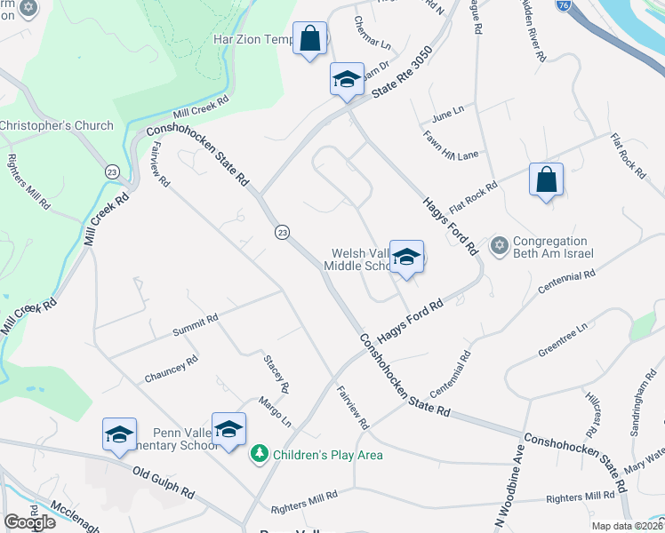 map of restaurants, bars, coffee shops, grocery stores, and more near 318 Rosemary Lane in Penn Valley
