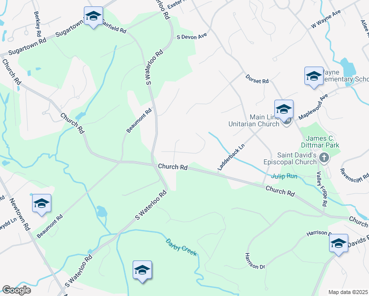 map of restaurants, bars, coffee shops, grocery stores, and more near 213 Hedgemere Drive in Devon