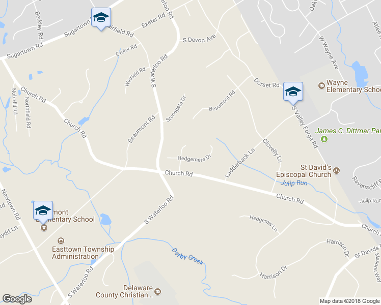map of restaurants, bars, coffee shops, grocery stores, and more near 213 Hedgemere Drive in Devon