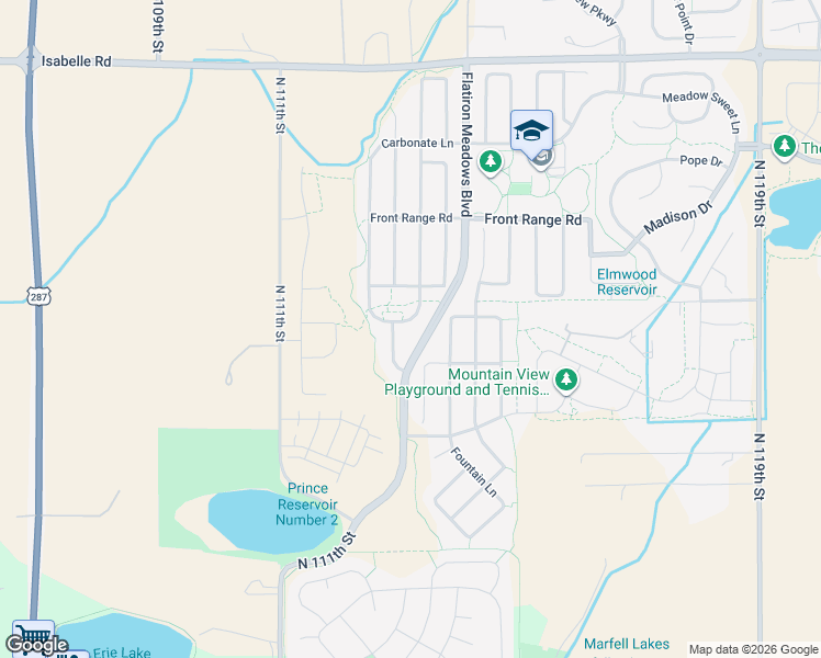 map of restaurants, bars, coffee shops, grocery stores, and more near 2334 Carbonate Circle in Erie