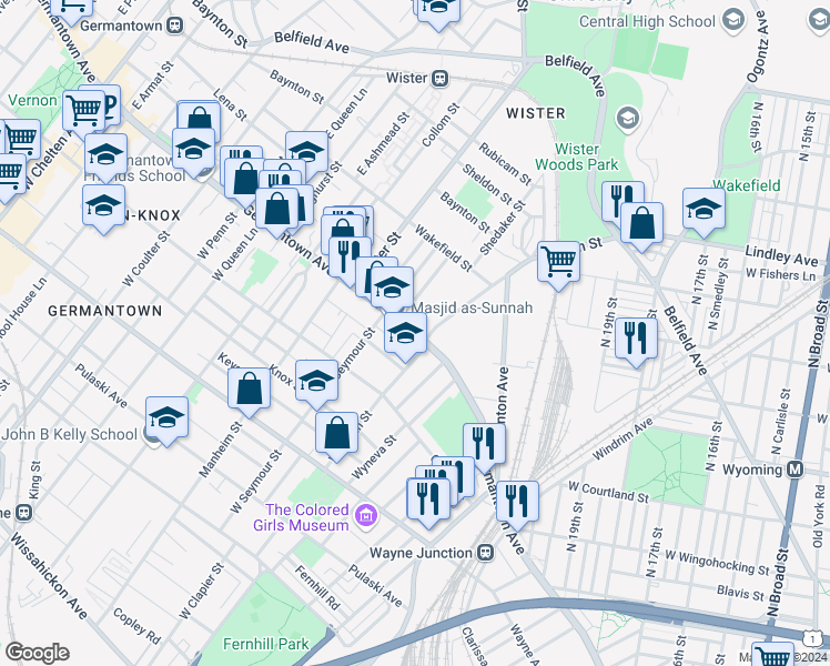 map of restaurants, bars, coffee shops, grocery stores, and more near in Philadelphia