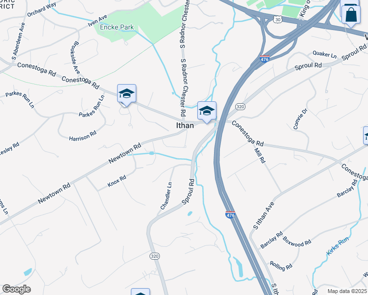 map of restaurants, bars, coffee shops, grocery stores, and more near 112 Dovecote Lane in Villanova