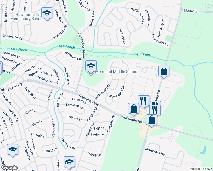 map of restaurants, bars, coffee shops, grocery stores, and more near 44 Nottingham Drive in Willingboro