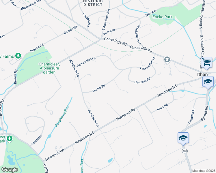 map of restaurants, bars, coffee shops, grocery stores, and more near 859 Lesley Road in Villanova