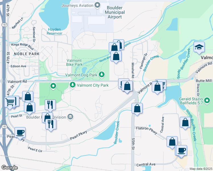 map of restaurants, bars, coffee shops, grocery stores, and more near 5378-5390 Valmont Rd in Boulder