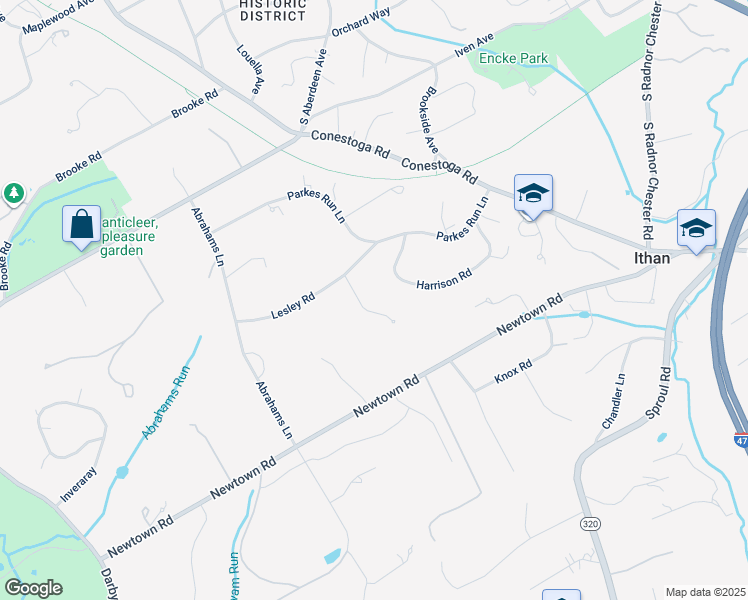 map of restaurants, bars, coffee shops, grocery stores, and more near 41 Greenwell Lane in Villanova