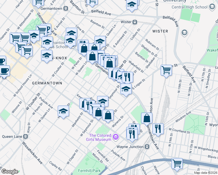 map of restaurants, bars, coffee shops, grocery stores, and more near 5029 Portico Street in Philadelphia