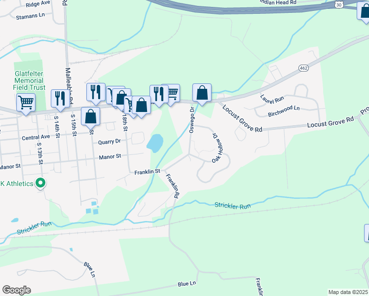 map of restaurants, bars, coffee shops, grocery stores, and more near 2125 Oswego Drive in Columbia