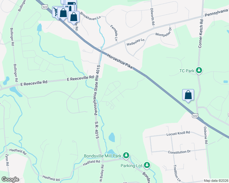 map of restaurants, bars, coffee shops, grocery stores, and more near 109 Locks Farm Lane in Downingtown