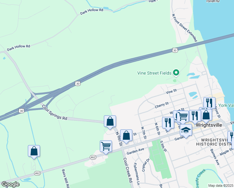 map of restaurants, bars, coffee shops, grocery stores, and more near in Wrightsville