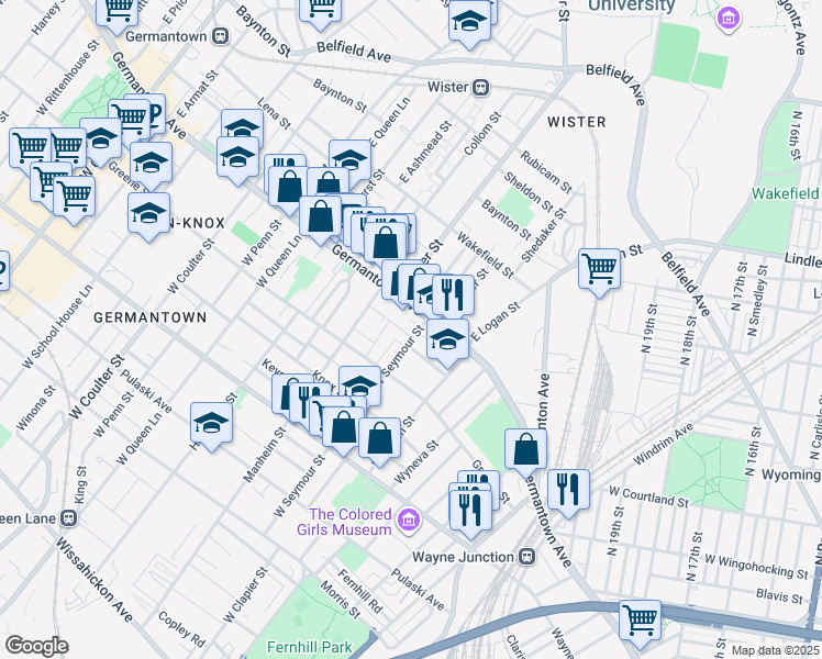 map of restaurants, bars, coffee shops, grocery stores, and more near 5029 Portico Street in Philadelphia