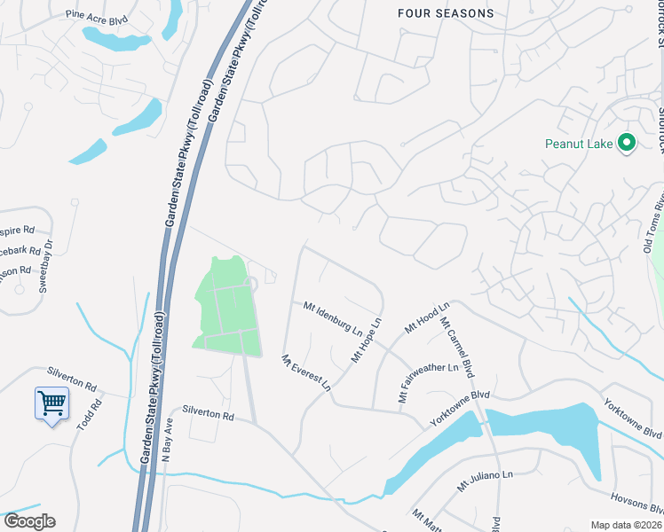 map of restaurants, bars, coffee shops, grocery stores, and more near 2253 Mount Hope Lane in Toms River
