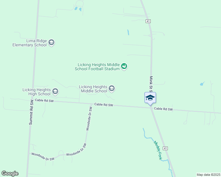 map of restaurants, bars, coffee shops, grocery stores, and more near 4000 Mink Street Southwest in Pataskala