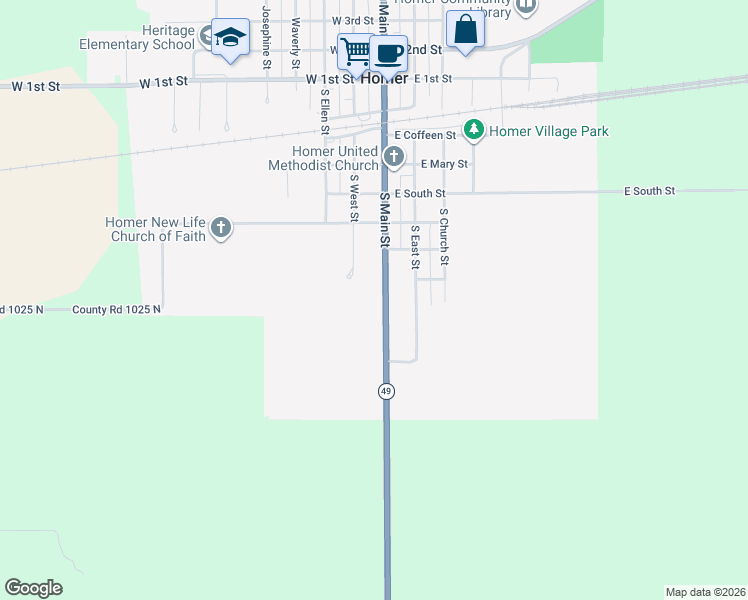 map of restaurants, bars, coffee shops, grocery stores, and more near 708 South Main Street in Homer