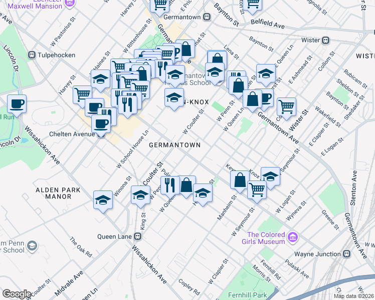 map of restaurants, bars, coffee shops, grocery stores, and more near in Philadelphia