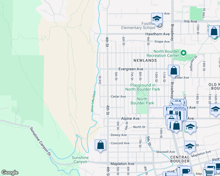 map of restaurants, bars, coffee shops, grocery stores, and more near 2952 4th Street in Boulder