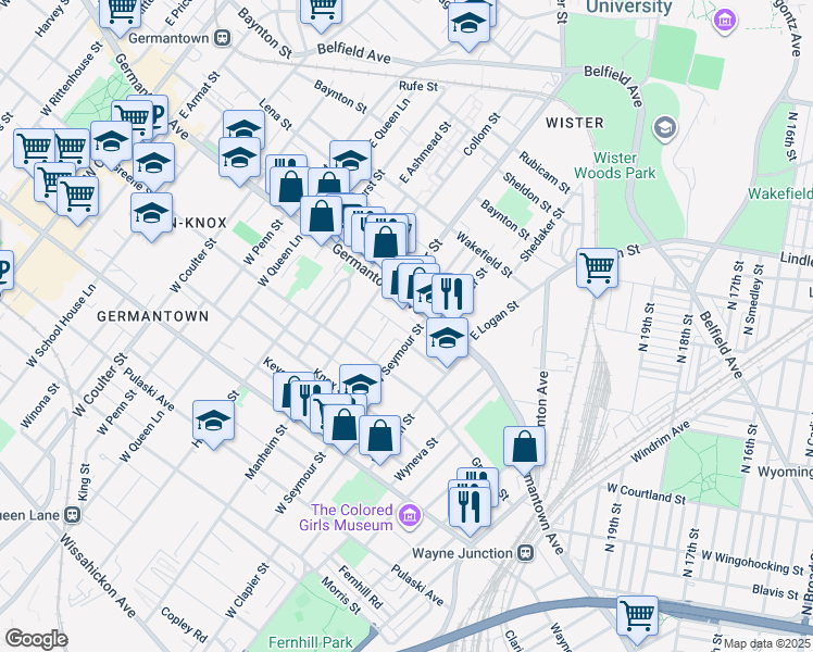map of restaurants, bars, coffee shops, grocery stores, and more near 5013 Portico Street in Philadelphia