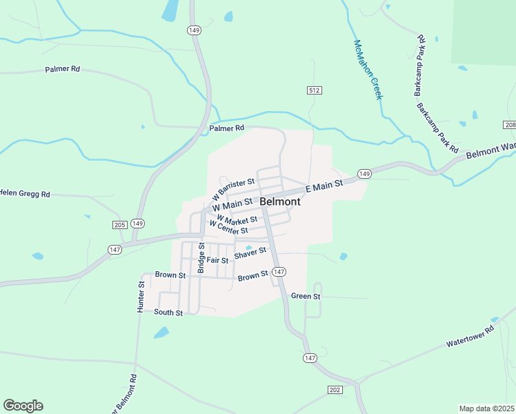 map of restaurants, bars, coffee shops, grocery stores, and more near 108 West Main Street in Belmont