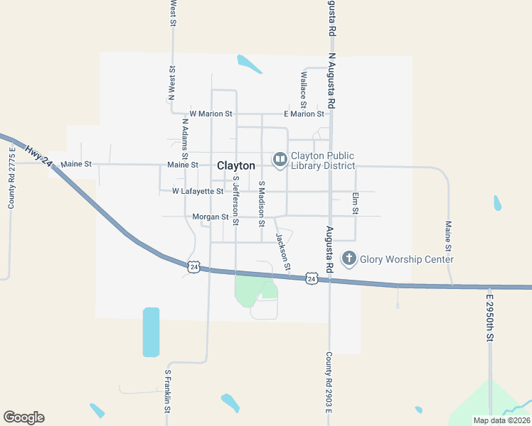 map of restaurants, bars, coffee shops, grocery stores, and more near 213 South Madison Street in Clayton