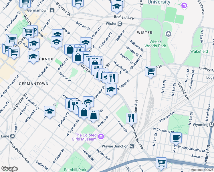 map of restaurants, bars, coffee shops, grocery stores, and more near 4948 Germantown Avenue in Philadelphia