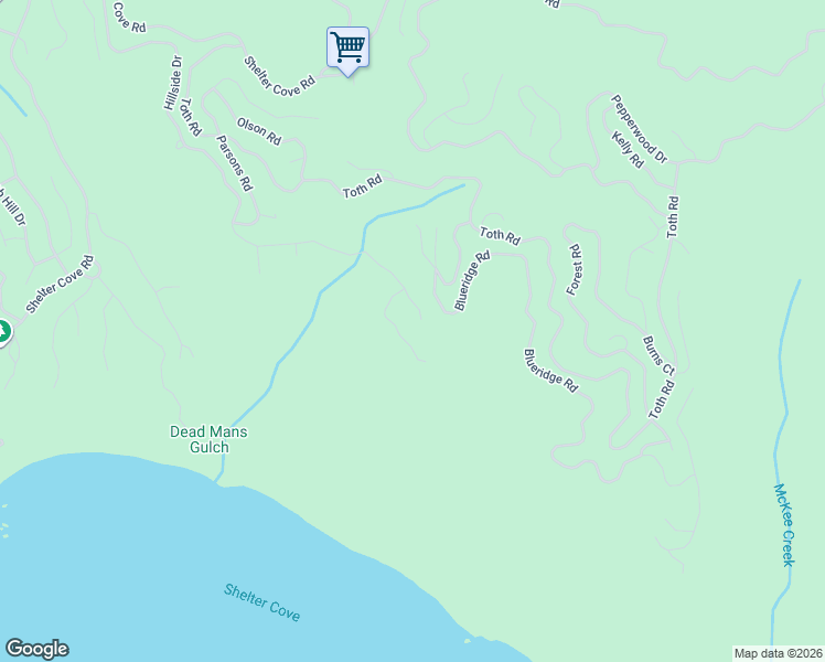 map of restaurants, bars, coffee shops, grocery stores, and more near 1294 Hillside Drive in Whitethorn