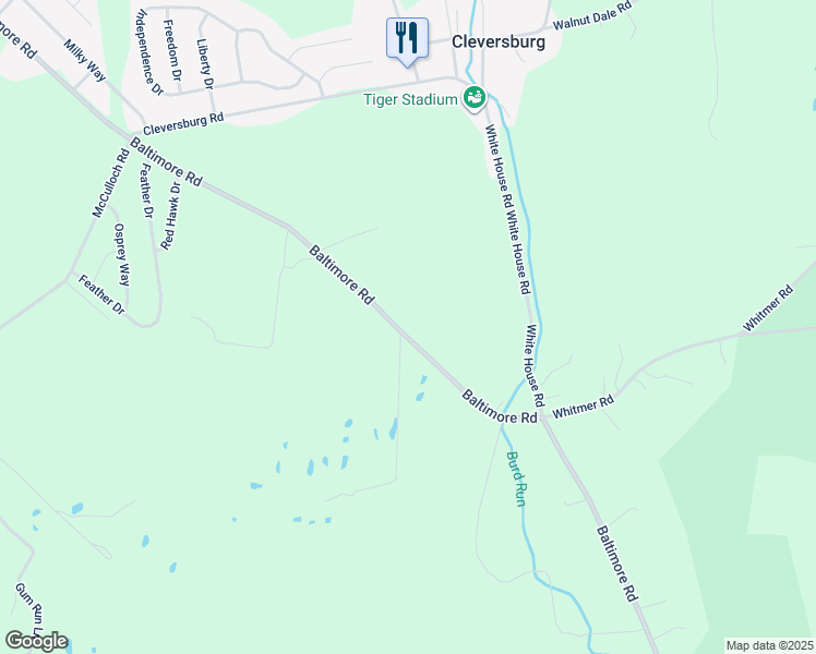 map of restaurants, bars, coffee shops, grocery stores, and more near 1233 Baltimore Road in Shippensburg