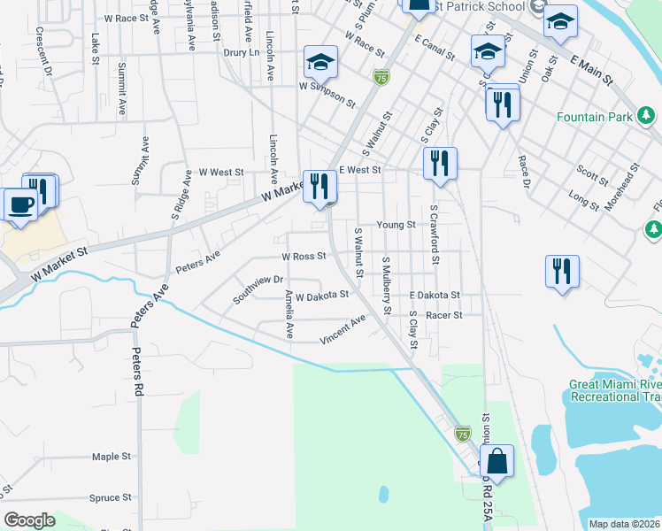 map of restaurants, bars, coffee shops, grocery stores, and more near 946 S Market St in Troy