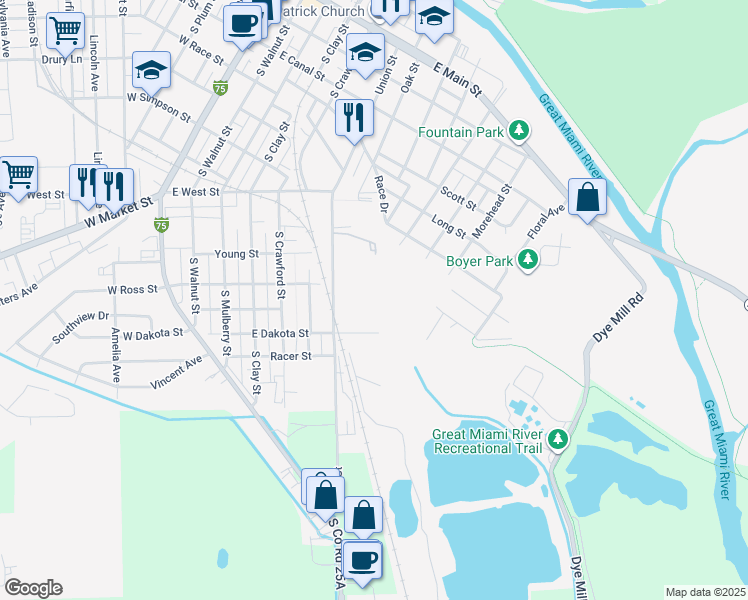 map of restaurants, bars, coffee shops, grocery stores, and more near 805 Union Street in Troy