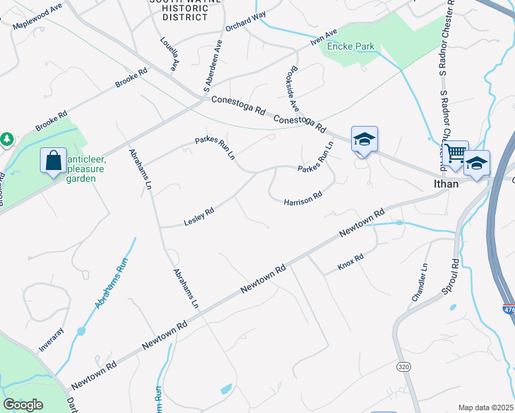map of restaurants, bars, coffee shops, grocery stores, and more near 41 Greenwell Lane in Villanova