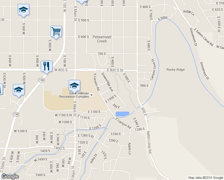 map of restaurants, bars, coffee shops, grocery stores, and more near 364 East 950 South in Payson