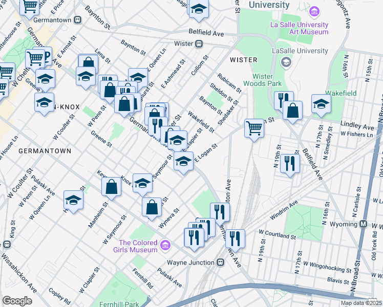 map of restaurants, bars, coffee shops, grocery stores, and more near 4901 Germantown Avenue in Philadelphia