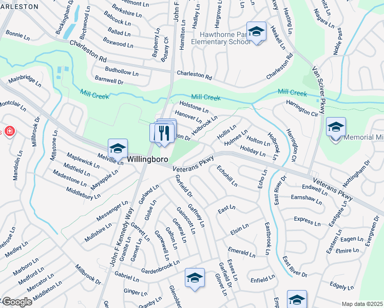 map of restaurants, bars, coffee shops, grocery stores, and more near 19 Helm Turn in Willingboro