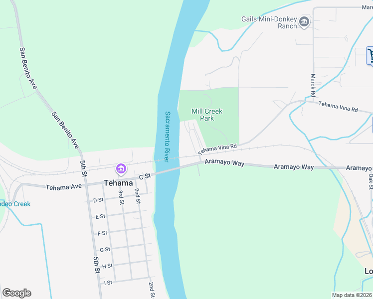 map of restaurants, bars, coffee shops, grocery stores, and more near 24620 Tehama Vina Road in Los Molinos