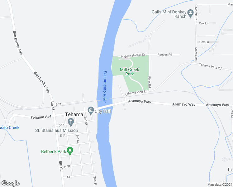map of restaurants, bars, coffee shops, grocery stores, and more near 24620 Tehama Vina Road in Los Molinos