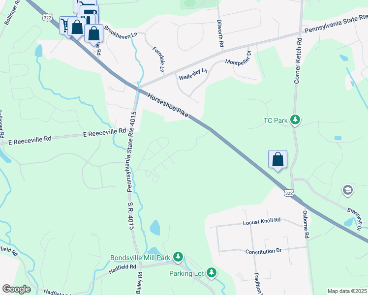 map of restaurants, bars, coffee shops, grocery stores, and more near 16 Grayson Lane in Downingtown