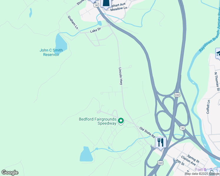map of restaurants, bars, coffee shops, grocery stores, and more near 148 Valley View Road in Bedford