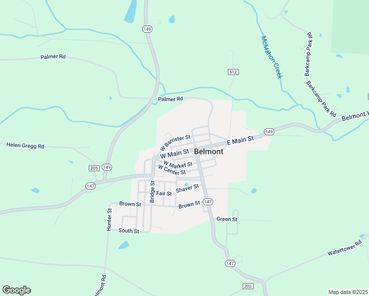 map of restaurants, bars, coffee shops, grocery stores, and more near 108 West Main Street in Belmont