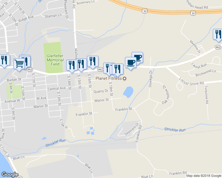 map of restaurants, bars, coffee shops, grocery stores, and more near 99 South 18th Street in Columbia