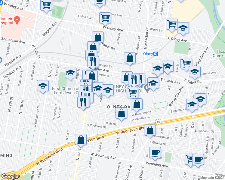 map of restaurants, bars, coffee shops, grocery stores, and more near 273 Rubicam Street in Philadelphia