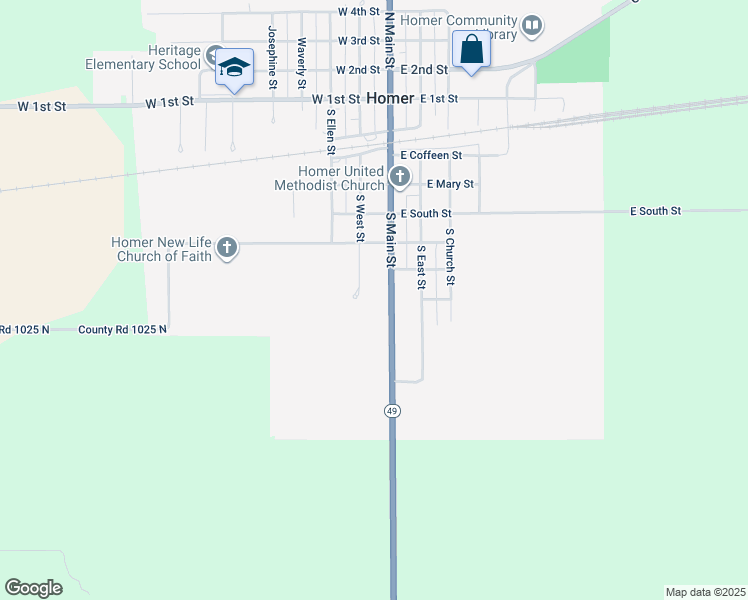 map of restaurants, bars, coffee shops, grocery stores, and more near 708 South Main Street in Homer