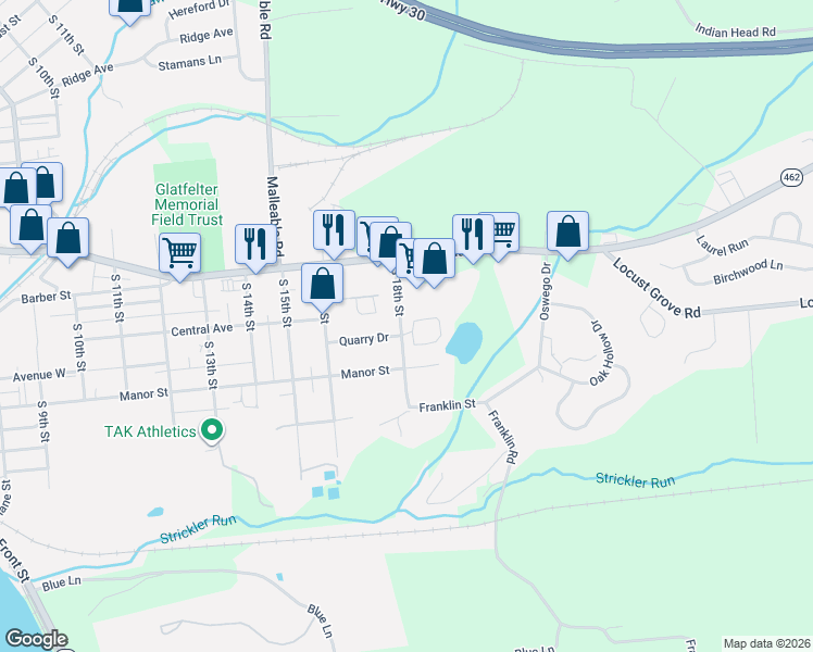 map of restaurants, bars, coffee shops, grocery stores, and more near 1825 Quarry Drive in Columbia